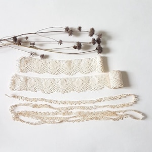 Striscia di pizzo vintage intrecciata a bobina per uncinetto/ricamo fatto a mano/accessori per cucito/merceria/forniture/filo di cotone bianco per artigianato