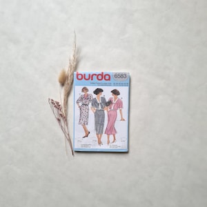 Vintage paper pattern Burda 6583/fashion pattern/sewing haberdashery/long dress short sleeves/retro 60s-70s/DIY custom garment/French France