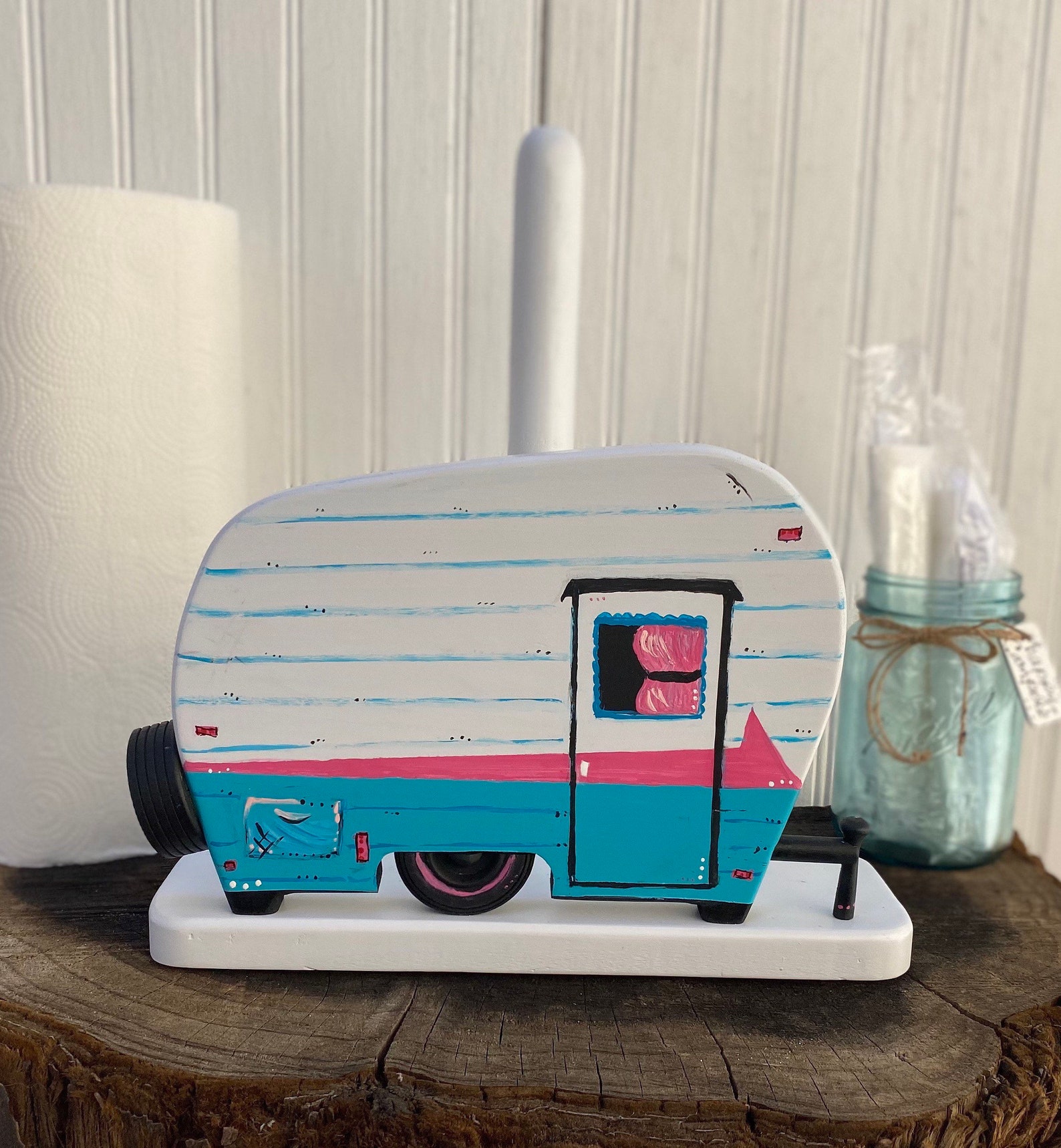 Camper Trailer Paper Towel Holder Retro Look Kitchen Decor Etsy