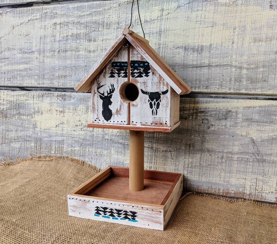 Rustic Deer Woodland Bird Feeder Southwest Wooden Decor Etsy