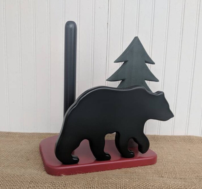Grizzly Bear Kitchen Woodland Paper Towel Holder Black Bear Etsy