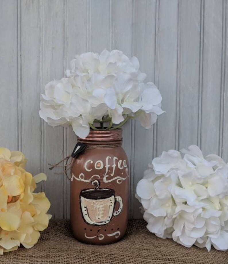 Coffee Brown Cafe Latte Mason Jar Coffee Time Kitchen Jar Old Etsy