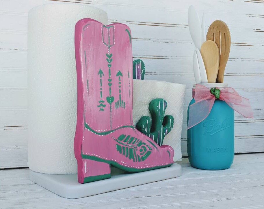 Cactus Napkin and Paper Towel Holder Set Turquoise Home Etsy