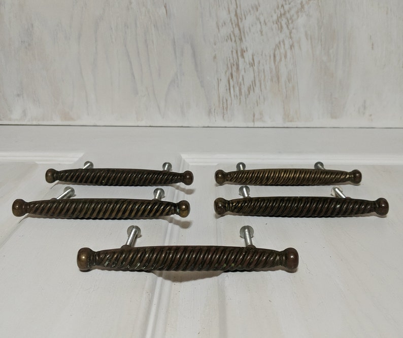 Vintage Ajax Drawer Pulls 1960 70 5 Antique Brass Color Etsy