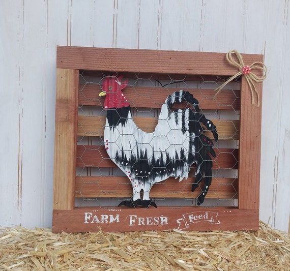 Country Farmhouse Rooster Decor Kitchen Wall Decor Rustic Etsy