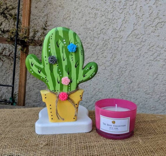 Cactus Candle HolderCactus DecorRose CandleSouthwestDesert Etsy