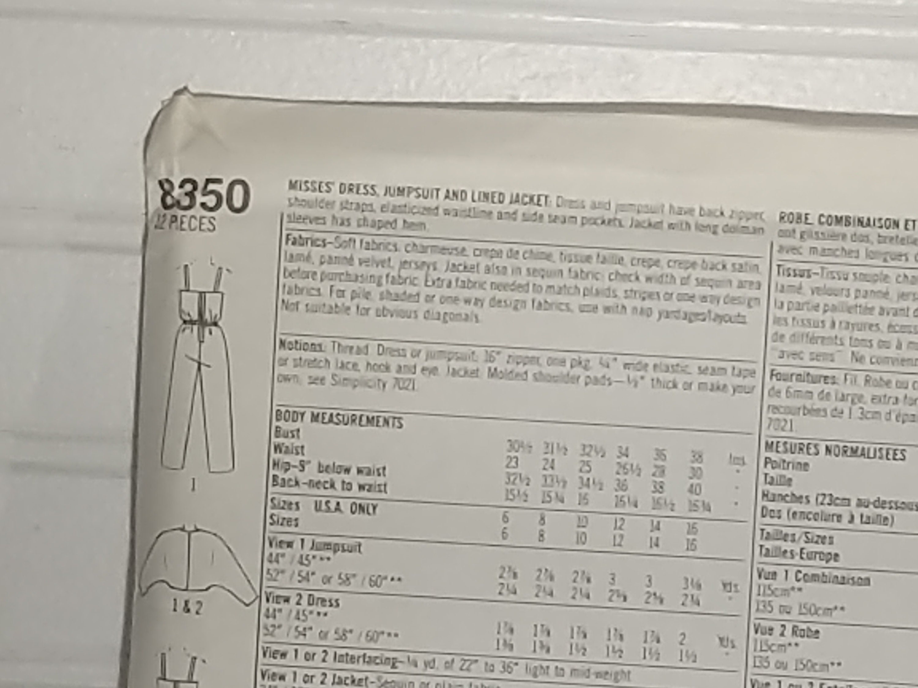 1987 Simplicity Pattern 8350 Misses Dress Lined Jacket & | Etsy