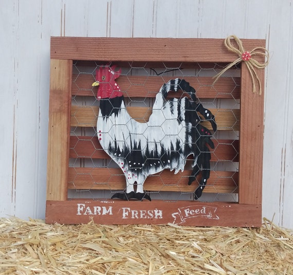 Country Farmhouse Rooster Decor Kitchen Wall Decor Rustic Etsy