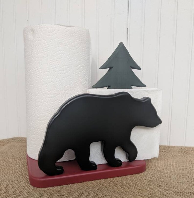 Grizzly Bear Kitchen Woodland Paper Towel Holder Black Bear Etsy