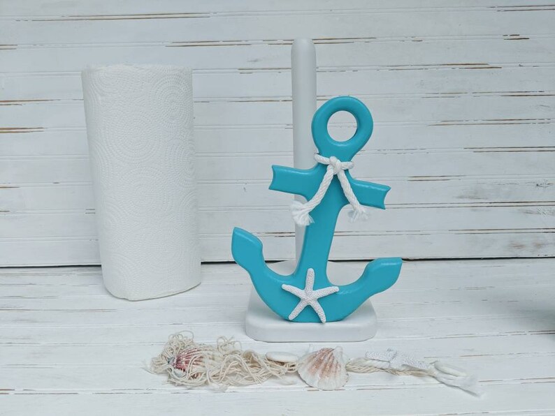 Beach Home Decor Anchor Nautical Paper Towel Holder OR save on the set Medium Size Anchors Coastal Kitchen Accessory -Wooden Anchors