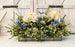 Farmhouse Eucalyptus Tray Ivory Hydrangeas, Blue Accents - New Country Kitchen ‘Fresh look’ Realistic Faux Floral Galvanized Arrangement 