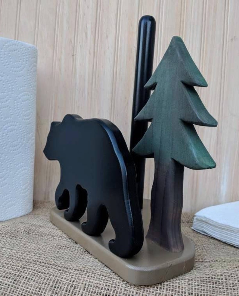 Grizzly Bear Paper Towel Holder Rustic Home Decor Log Etsy