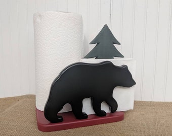 Black Bear Woodland Kitchen-Rustic Cabin decor-Bear Gifts-Bear silhouette-Wooden-Made to Order @ ApronStringsOwlLady