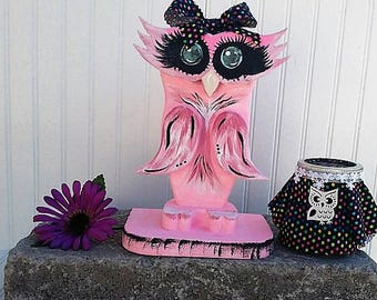 Owl Decor,Decorative Owl,Owl gifts,Pink owl, Owl theme office,owl nursery, Pretty pink owl, Bridal Shower decorations, Owl Lover gifts