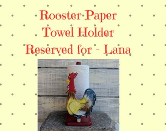 Yellow Rooster Farmhouse Paper Towel Holder Wooden Hand painted Decor Housewarming Kitchen Ooak Mothers day Gift for her Gifts for Mom