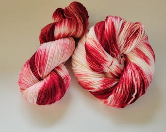 Candycane- Superwash Wool / hand dyed / hand painted / Christmas / Holiday / Worsted / DK / Fingering / yarn