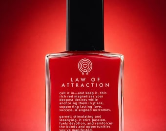 Law of Attraction Nail Polish - Cherry Red Vegan Lacquer Infused with Garnet for Passion and Manifestation, 21-Free & Cruelty-Free Formula