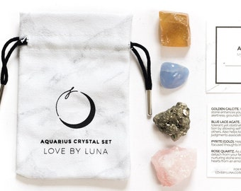 Aquarius Crystal Set | Aquarius Zodiac Crystal Set | Aquarius Healing Stones | Aquarius Crystals | Aquarius Gifts | Aquarius Gift Set
