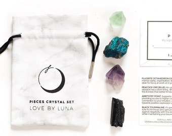 Pisces Crystal Set | Pisces Zodiac Crystal Set | Pisces Gift Set | Crystals For Pisces | Pisces Gifts | Pisces Healing Stones | Zodiac