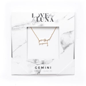 Gemini Constellation Necklace - 14 Karat Gold Dipped & 24 Karat White Gold Dipped | Gemini Gifts | Zodiac Gifts | Constellation Necklace