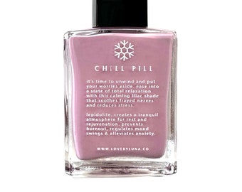 Chill Pill Nail Polish | Crystal Infused Nail Polish | Lavender Nail Polish | Mauve Nail Polish | Purple Nail Polish | Lilac Nail Polish