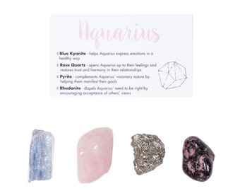 Aquarius Crystal Set / Zodiac Crystal Set / Healing Crystal Set / Gifts For Her / Zodiac Healing Stones / Zodiac Stones / Aquarius Gifts
