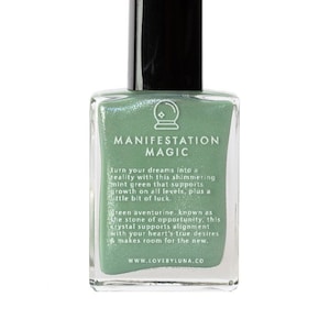 Manifestation Magic Nail Polish | Crystal Infused Nail Polish | Sage Nail Polish | Green Nail Polish | Green Shimmer Nail Polish | Vegan