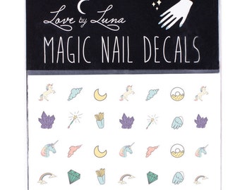 Unicorn Nail Decals / Magical Nail Decals / Rainbow Nail Decals / Crystal Nail Decals / Moon Nail Decals / Food Nail Decals / Fantasy Nails