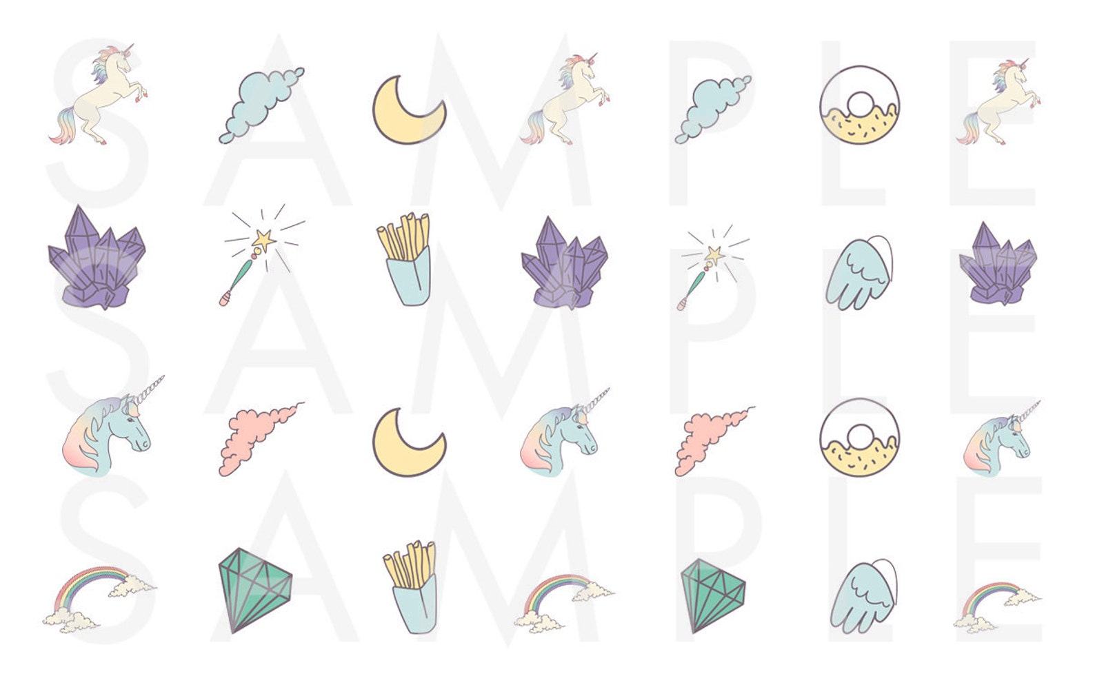 Unicorn Nail Decals / Magical Nail Decals / Rainbow Nail Etsy