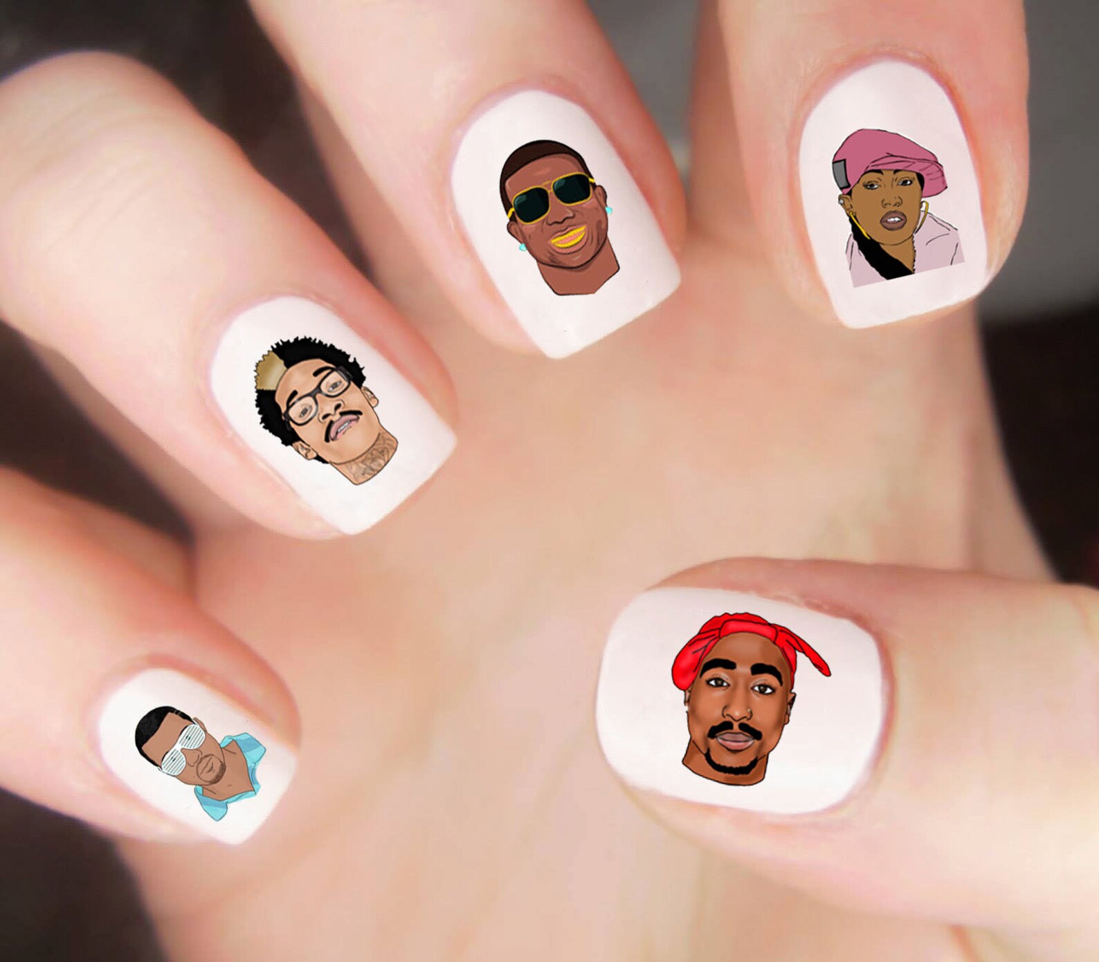 Rappers Nail Decal / Hip Hop Nail Decals / Tupac Nail Decals / Etsy