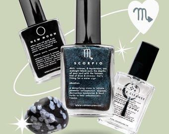 Scorpio Nail Polish Bundle | Crystal Infused Nail Polish | Scorpio Nail Polish | Midnight Blue Nail Polish | Vegan and Cruelty Free