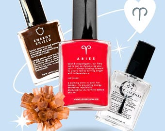 Aries Nail Polish Bundle | Crystal Infused Nail Polish | Aries Nail Polish | Red Nail Polish | Vegan Nail Polish | Cruelty Free Nail Polish