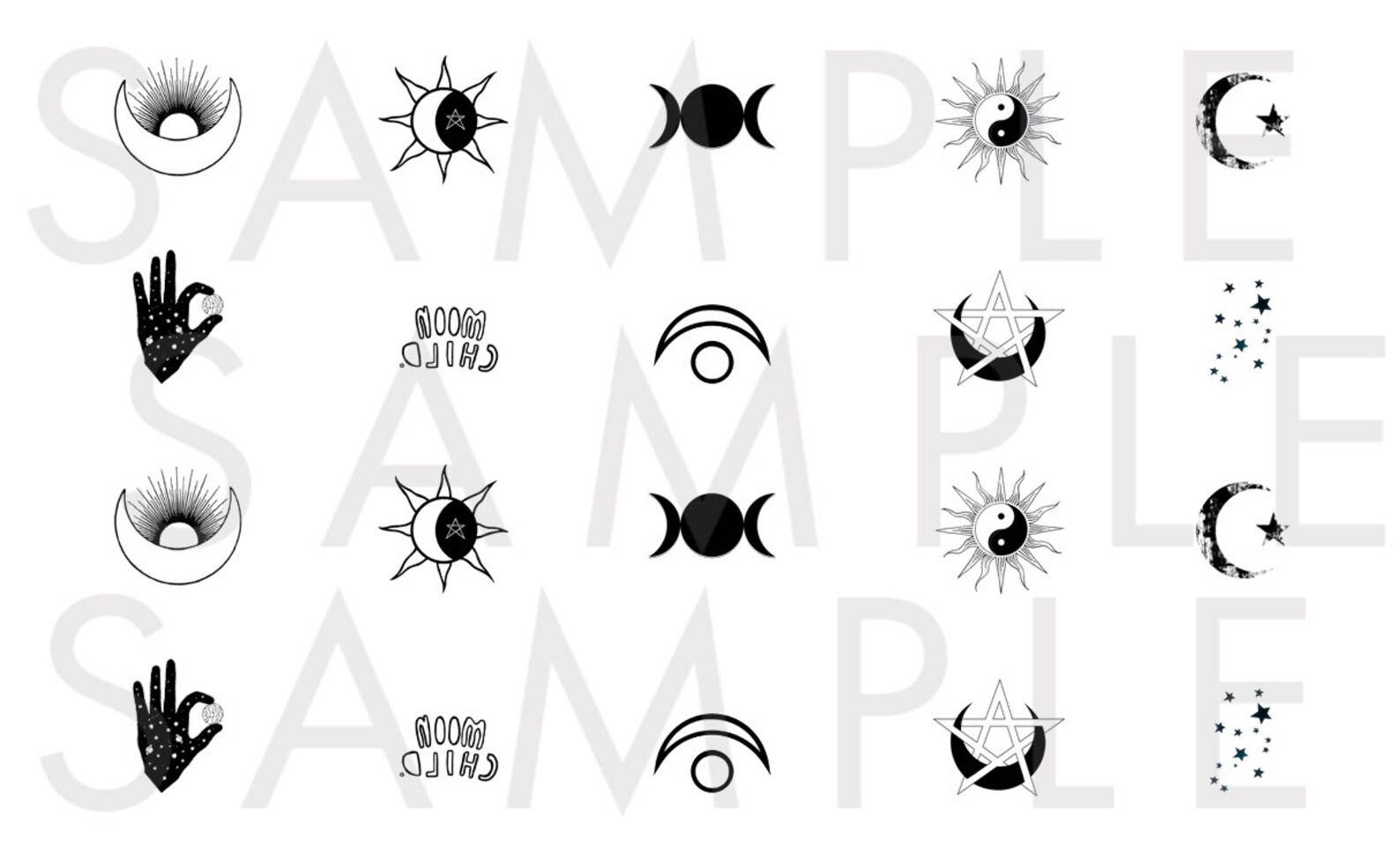 Sun and Moon Nail Decals / Moon Nail Decals / Space Nail Etsy