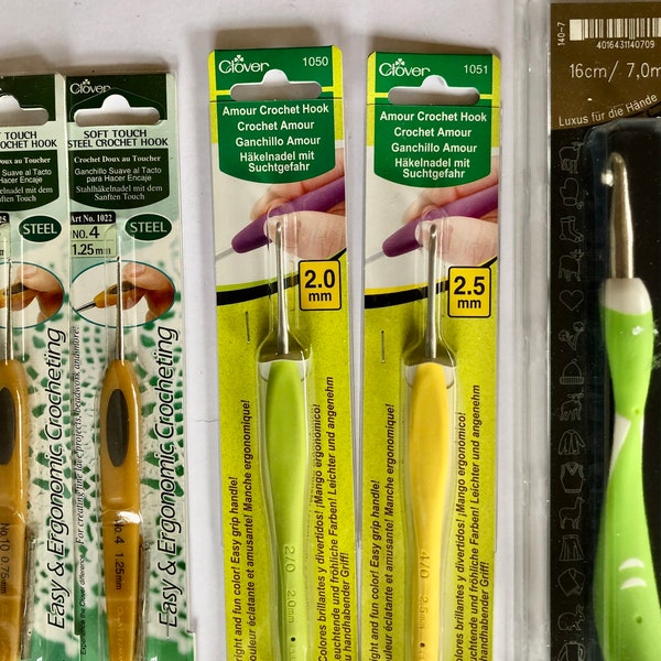 Crochet Hooks- Plastic Handles, steel and tunisian hooks