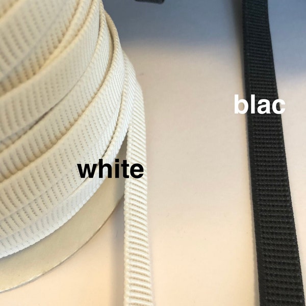 Elastiques noirs et blancs qui ne s'enroulent pas - Elastiques de 12 mm, 13 mm, 20 mm et 25 mm prédécoupés
