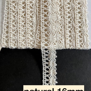 Heirloom/heritage insertion laces in white and natural cotton,  pre cut to 3 metre lengths.