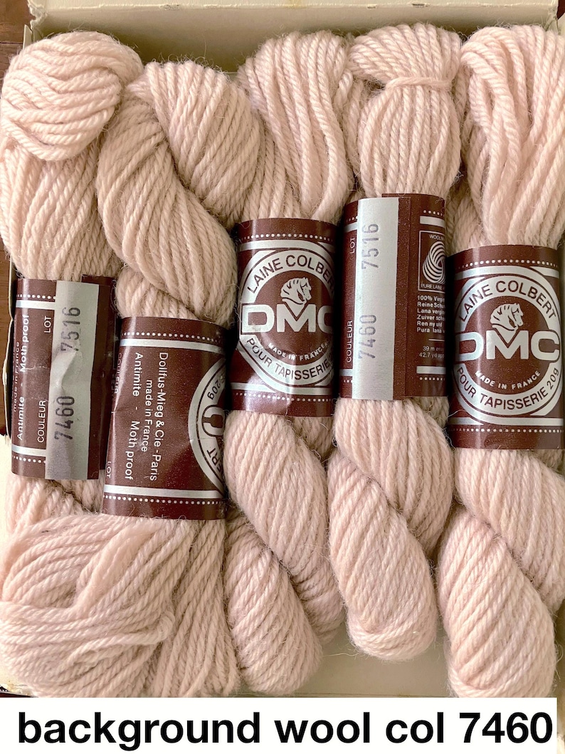 DMC tapestry wool bundles and background wool hanks ground wool 7460