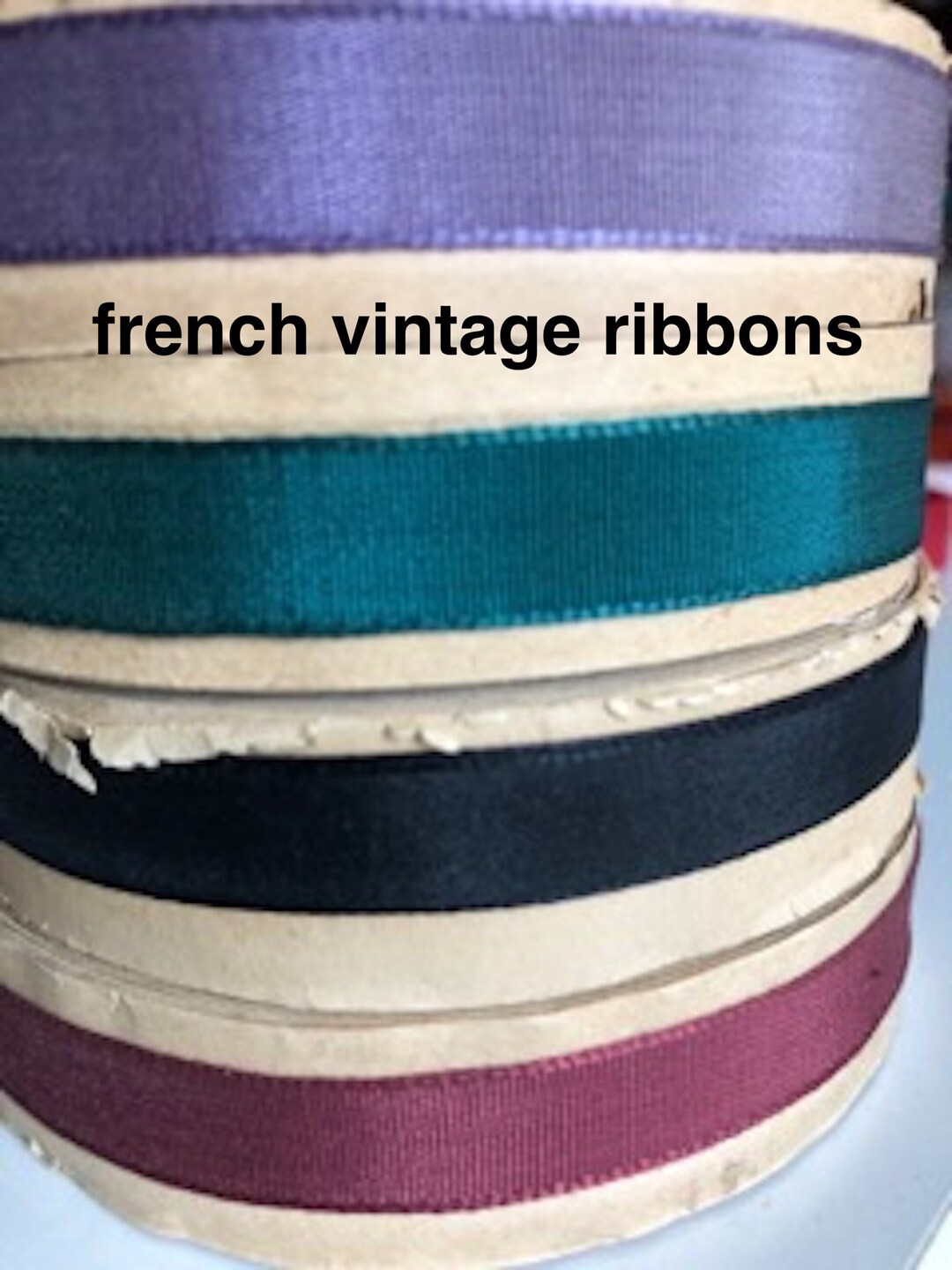 French Word Ribbon Vintage French Ribbons: 10mm Red, Green, Purple or Black - 3 Metre ...