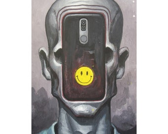 Phone Face - Stampa 11x17" - Arte surrealista di Erik Turner