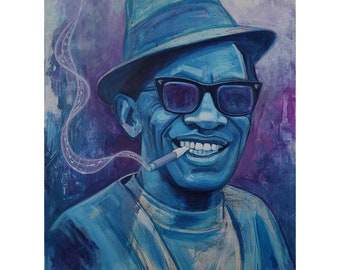 Lightnin' Hopkins - 11x17" Signed Print - Portrait Art by Erik Turner