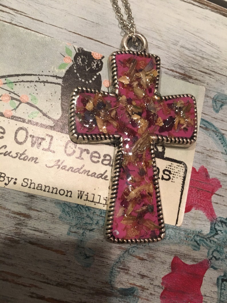 Funeral flower jewelry keepsake cross pendant necklace or Etsy