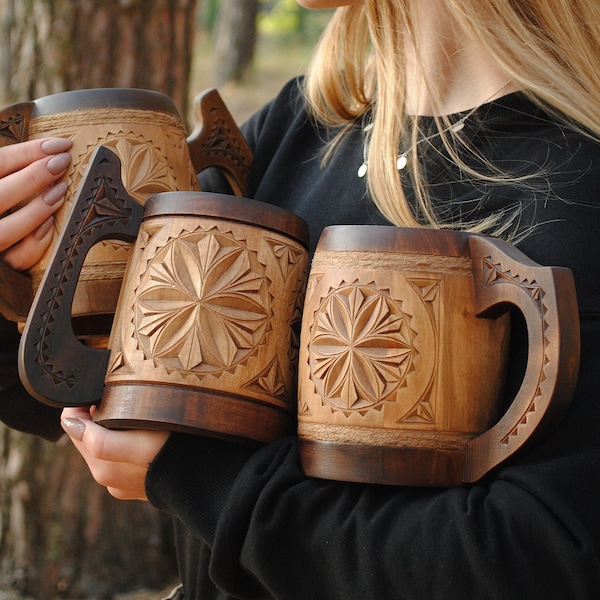 UNIQUE men personalize Valentine's Day gift Groomsmen beer mug boyfriend son father gift wooden stein husband mug gift anniversary for him