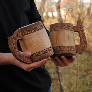 EXCLUSIVE hand carved wooden mug Groom Best man Groomsman gift viking tankard 5 anniversary for him Christmas Dad Husband personalize gift