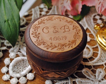 Personalized rustic ring box wedding ring holder wooden jewelry box gift proposal boho ring weding unique wooden box rustic wedding ideas