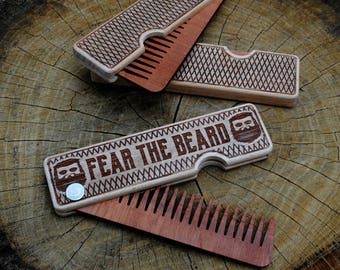 Men valentine gift wooden beard comb 5 anniversary gift folding comb for men personalized beard comb dad valentines gift husband valentine