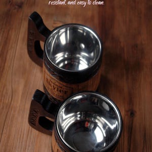 Norse Wooden Beer Mug: Vegvisir Viking tankard, 5 anniversary for him 画像 7