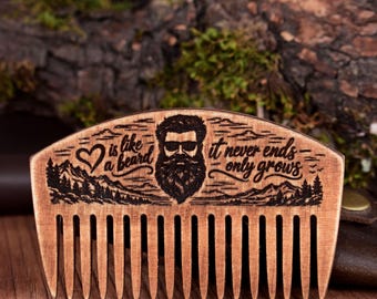 Custom Wooden Beard Comb - Personalized Gift for Him, Christmas gift for Dad