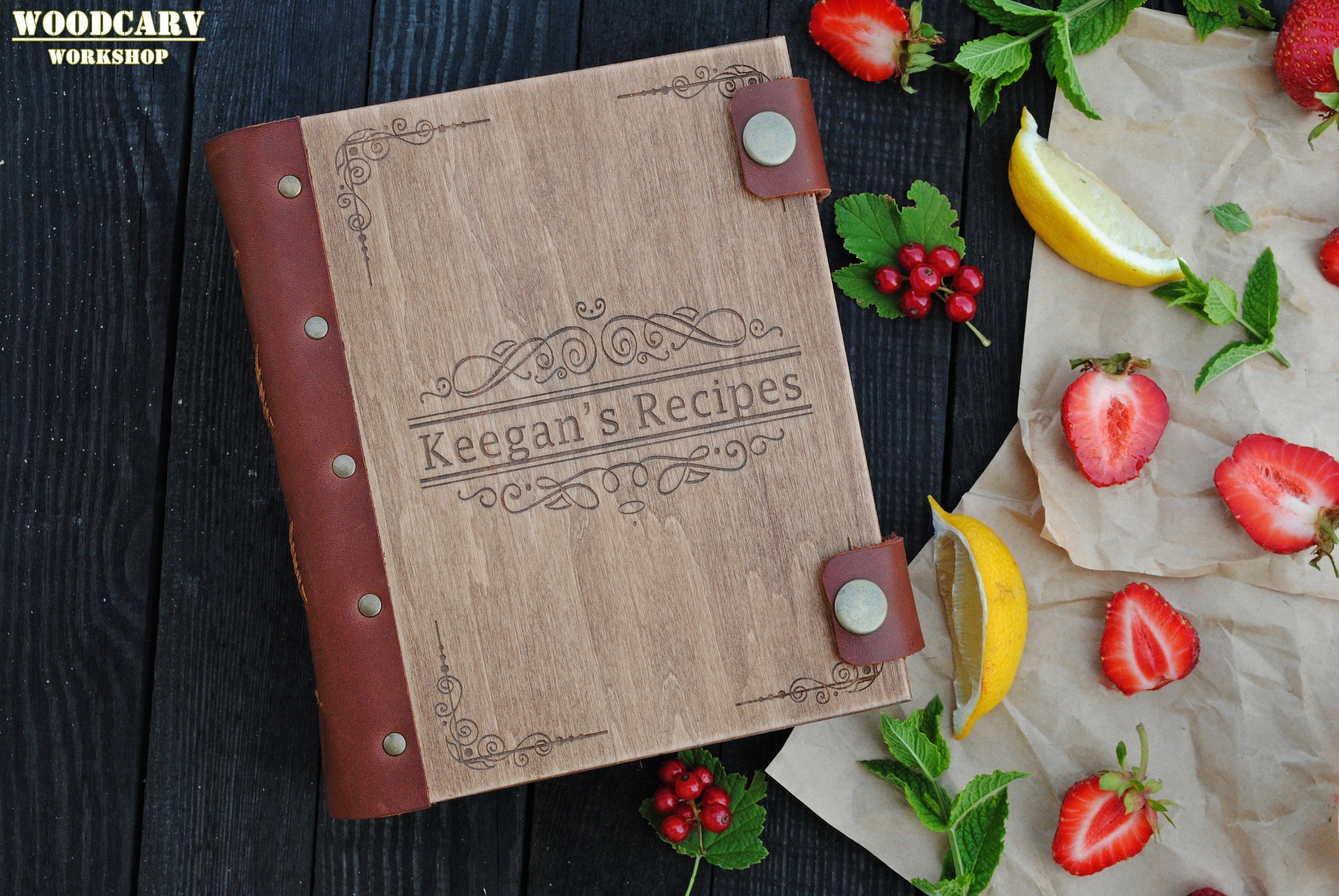 Recipe Book Christmas Gift Wooden Family Recipes Custom Chef Etsy