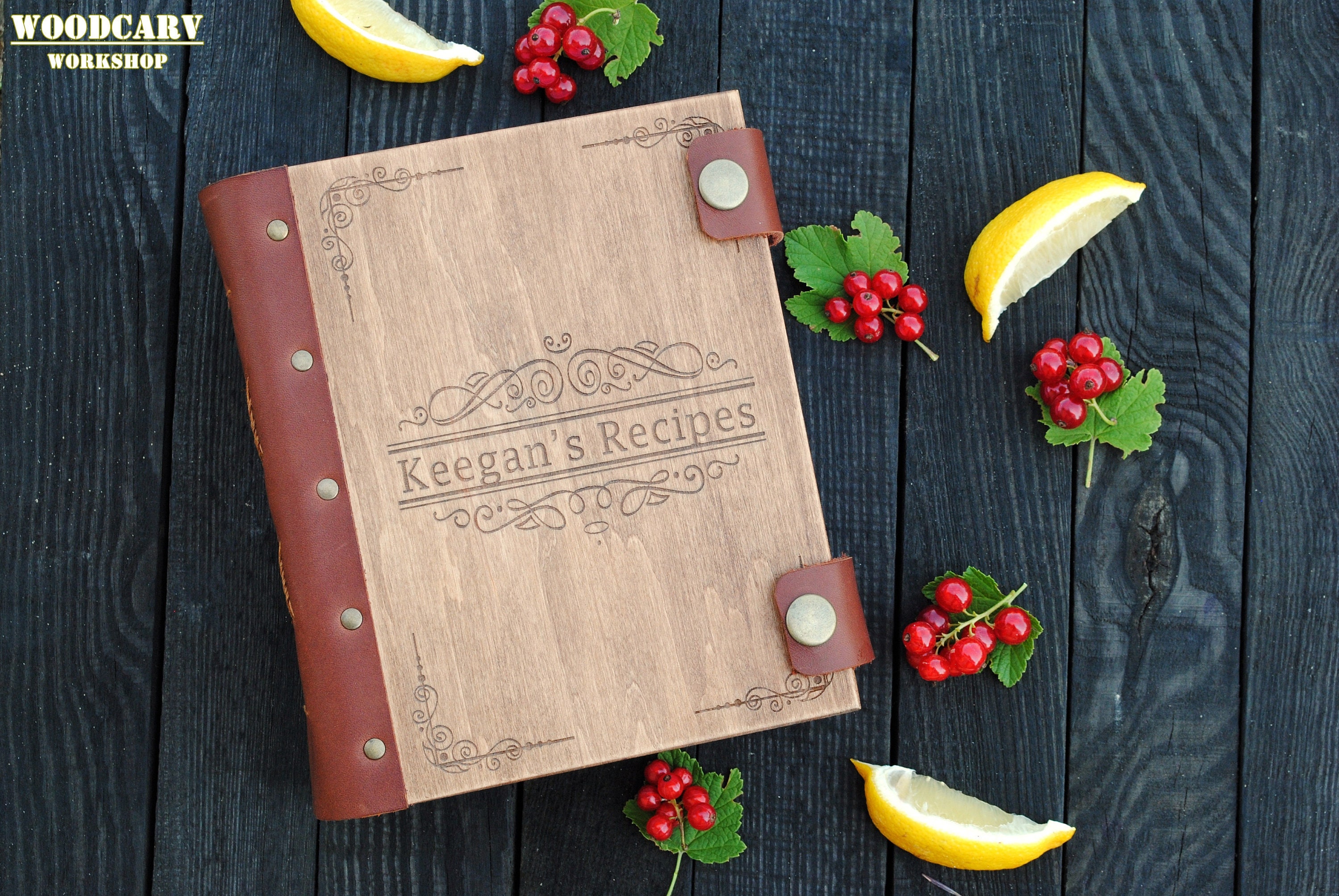 Recipe Book Christmas Gift Wooden Family Recipes Custom Chef Etsy