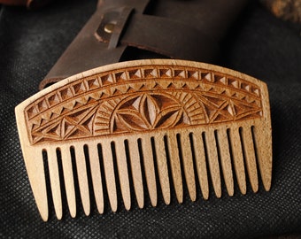 Beard comb personalized boyfriend brother gift wooden custom dad comb beard comb with leathre case men hair brush groom gift fathers day